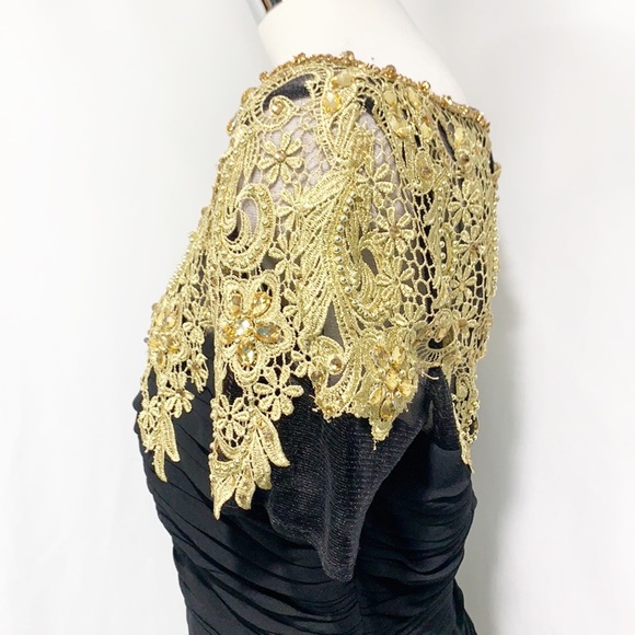 NWT Lara Designs Black & Gold Cocktail Dress 20 - Picture 6 of 13